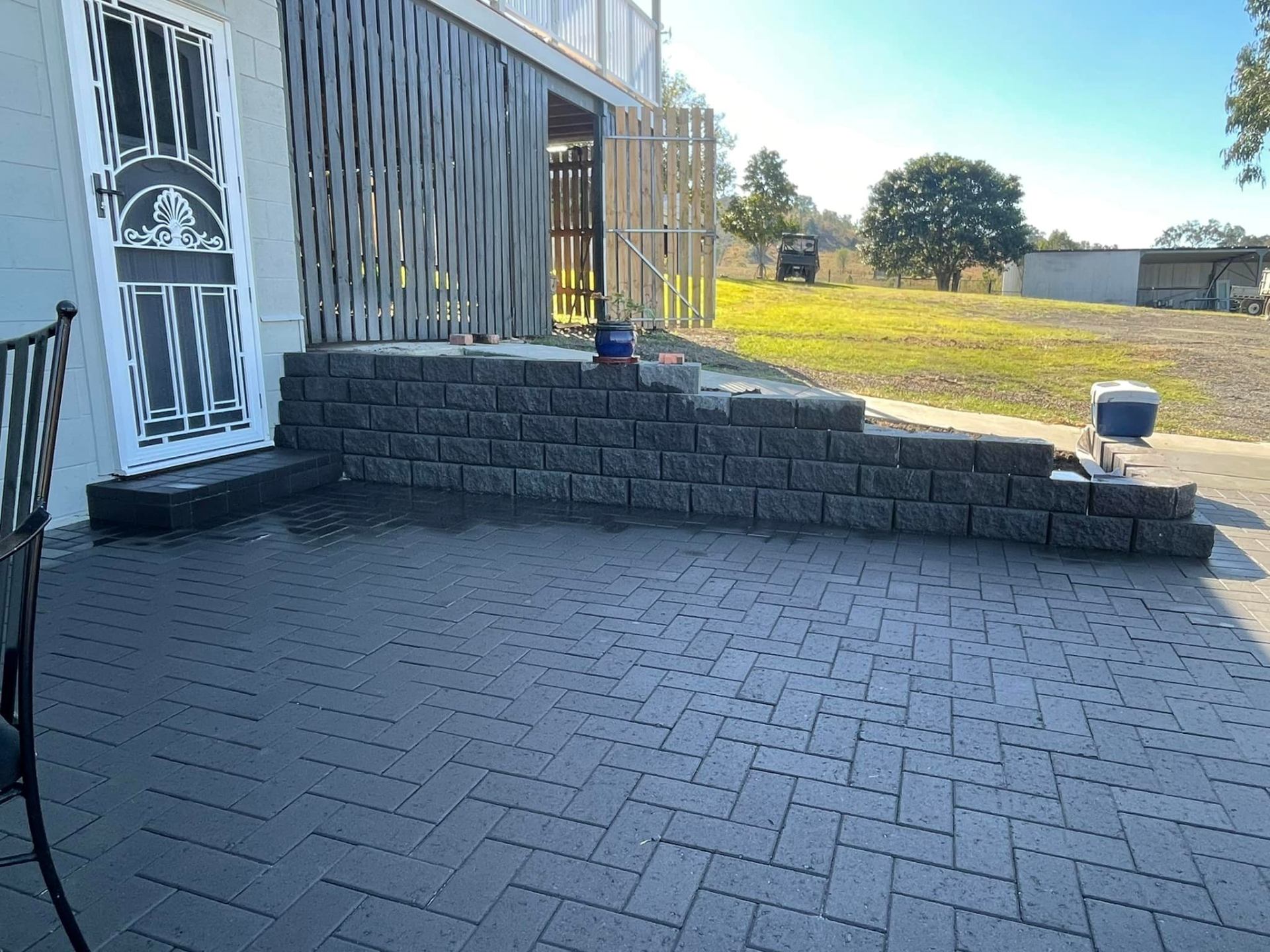 Fire Pit Area & Sleeper Wall