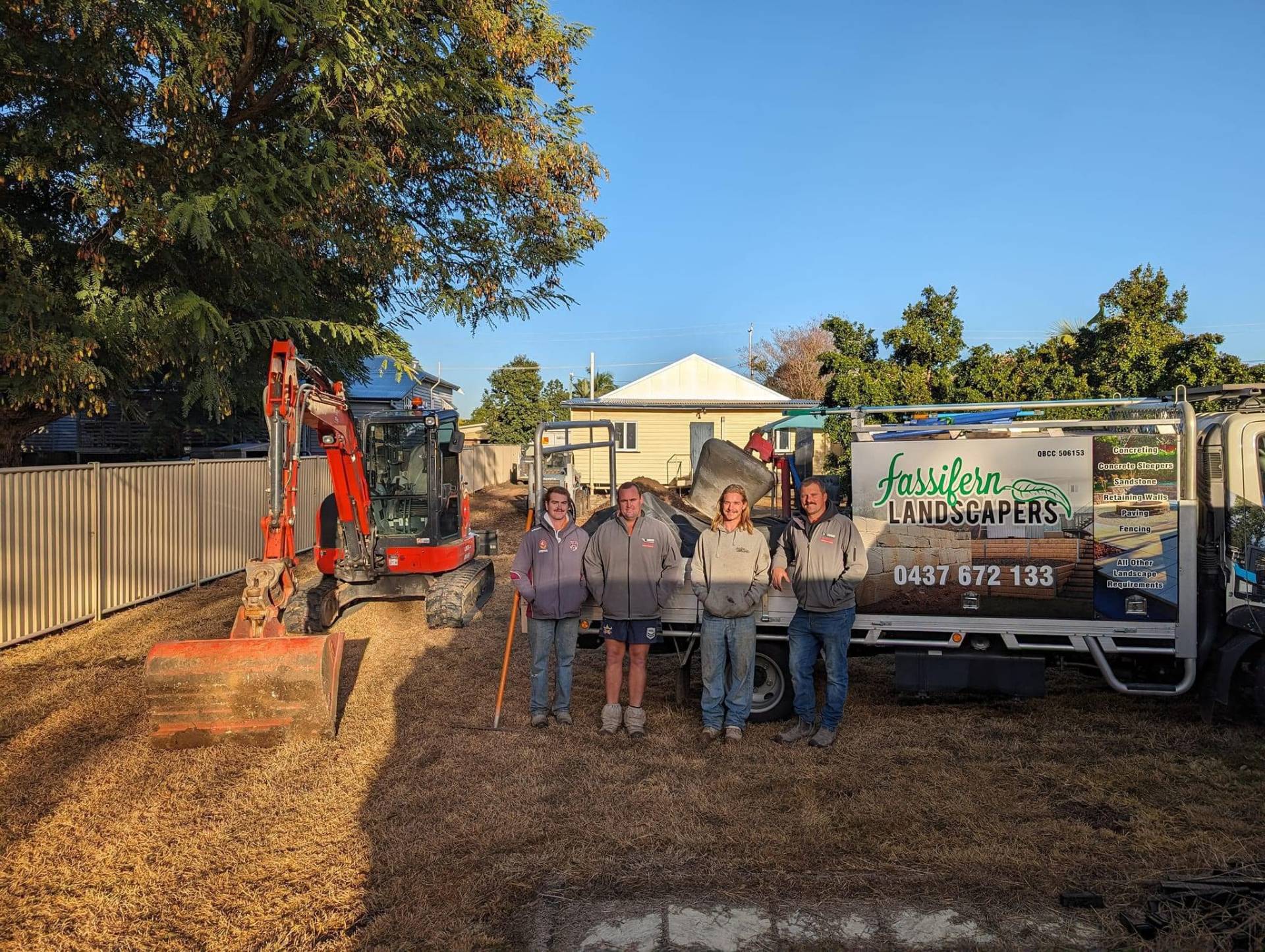 Chris and the Fassifern crew on site